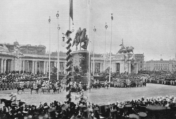 istock Kaiser Wilhelm centenary in Berlin, Positioning of the emperor and princes to accept the parade 1322848805