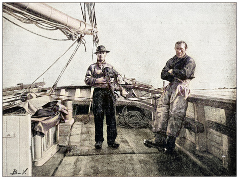 Antique photograph: Iceland fishermen
