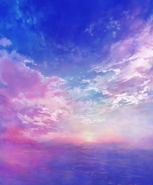 istock Illustration of summer sky and sea landscape 1322851247