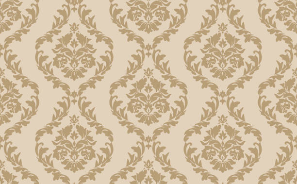 illustrazioni stock, clip art, cartoni animati e icone di tendenza di modello di lusso damasco vittoriano beige - backgrounds wallpaper pattern victorian style