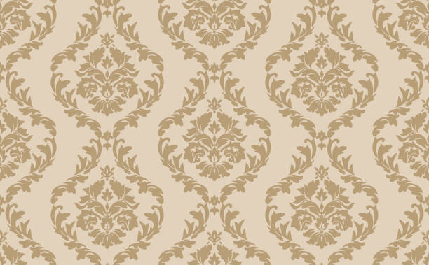 ilustrações de stock, clip art, desenhos animados e ícones de beige victorian damask luxury pattern - backgrounds wallpaper pattern victorian style