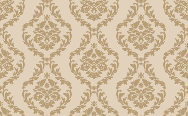 ilustrații de stoc cu bej victorian damask model de lux - damask