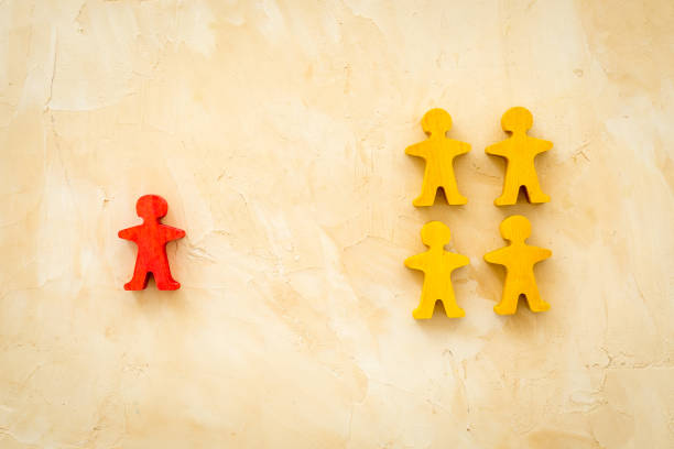 istock Social distance concept with wooden figures. Top view 1322852992