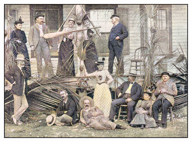 starožitná fotografie: dovolená v biscayne bay, florida: coconut grove - miami fotky stock ilustrace