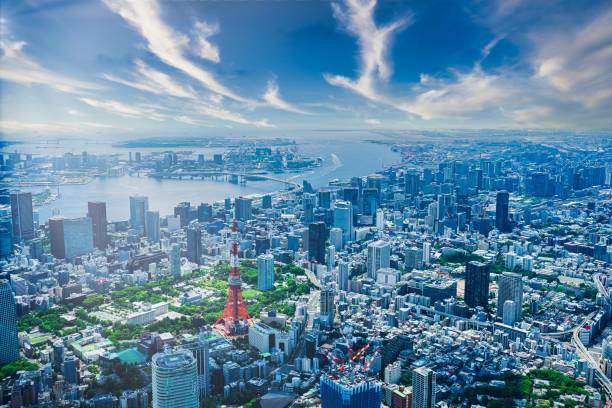 Aerial view of central Tokyo