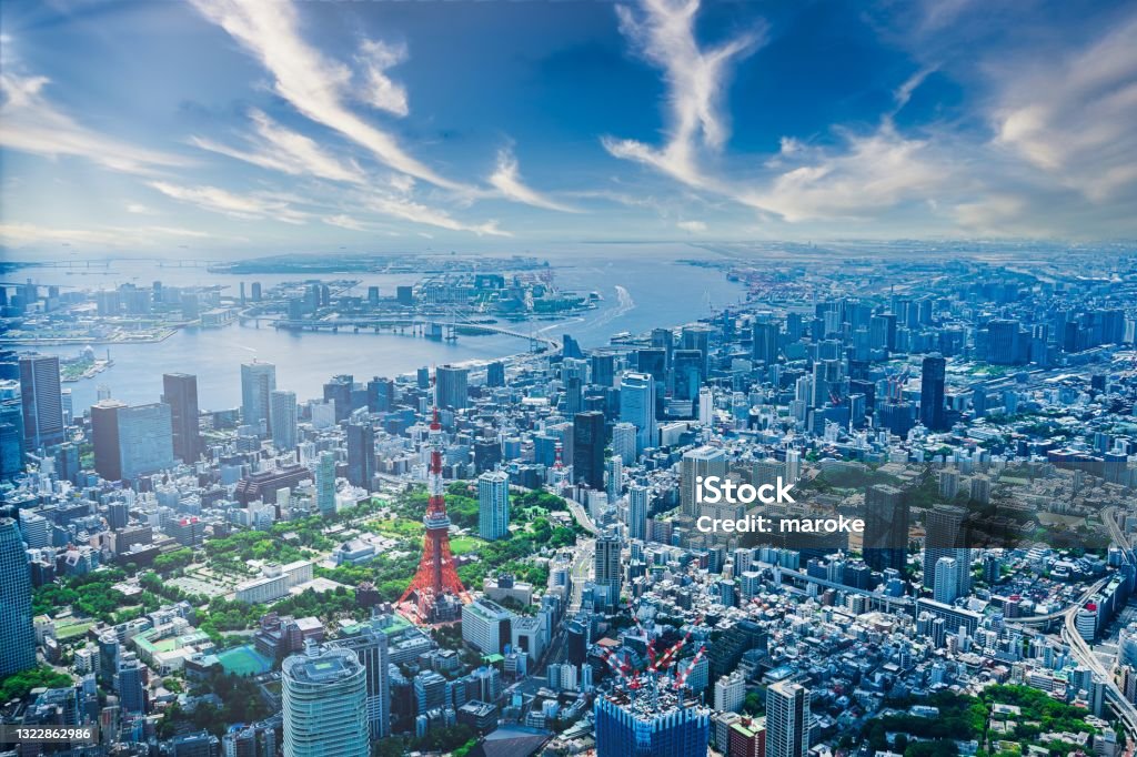 Aerial view of central Tokyo Tokyo - Japan Stock Photo