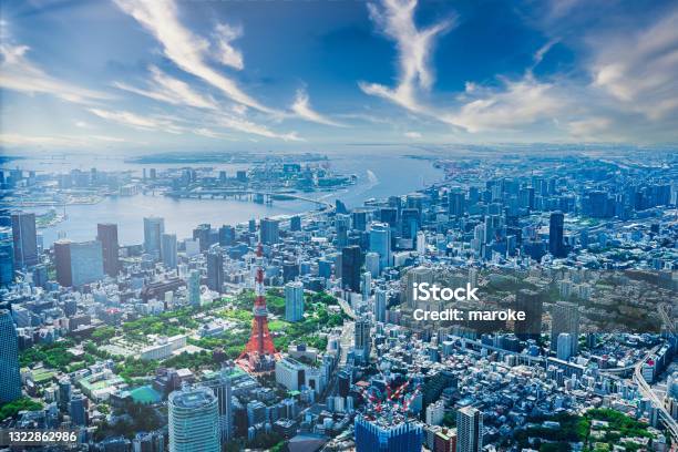 Aerial View Of Central Tokyo Stock Photo - Download Image Now - Tokyo - Japan, Aerial View, Office Building Exterior