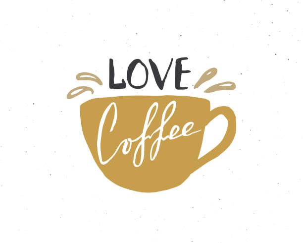 istock Love Coffee lettering handwritten sign, Hand drawn grunge calligraphic text. Vector illustration 1322865891