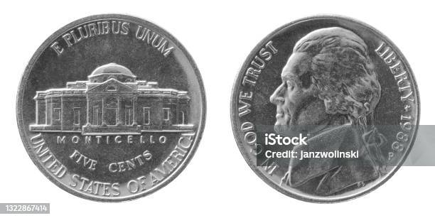 One Cent Coin Stock Photo - Download Image Now - Nickel - US Coin, Cut Out, Coin