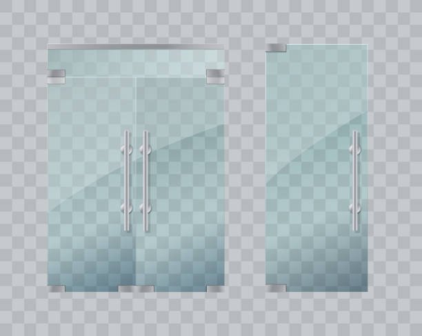 Glass doors isolated. Vector Glass doors isolated on transparent background. Vector illustration outdoor elevator stock illustrations