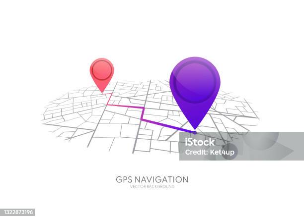 Mapa Com Pin Vetores de Mapa De Navegação Gps Mapa Com Pinos e mais imagens de ...