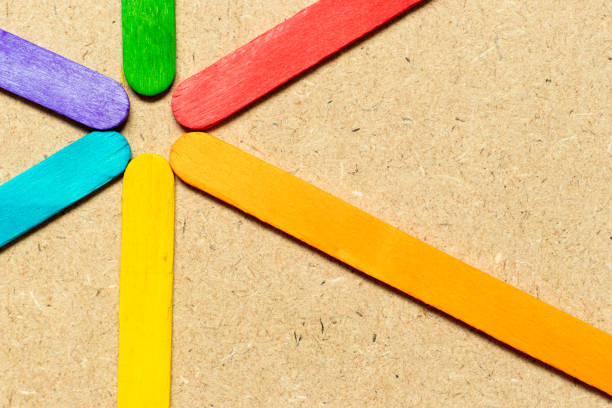 istock Multi color wood plank use as radial background, frame, decoration with copy space (Concept for rainbow or LGBT) 1322880873