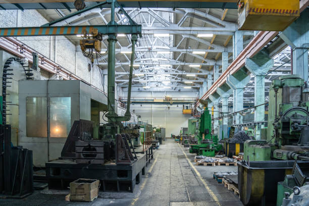 istock Metalworking factory. Workshop machine tools for metal processing. Heavy industry 1322885879