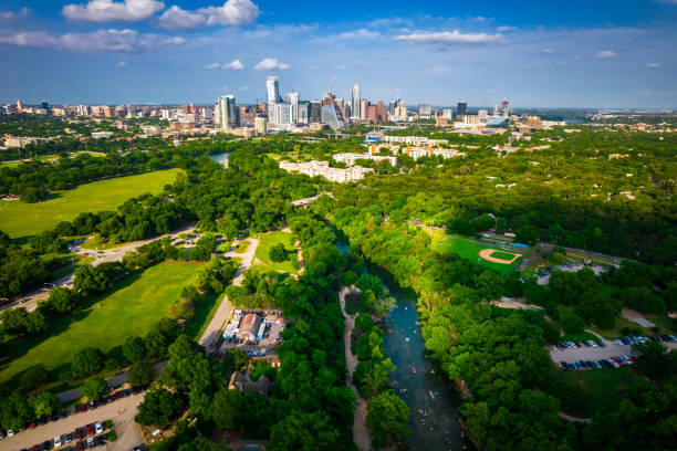 istock Barton springs creek leading up to Austin Texas Skyline 1322892699