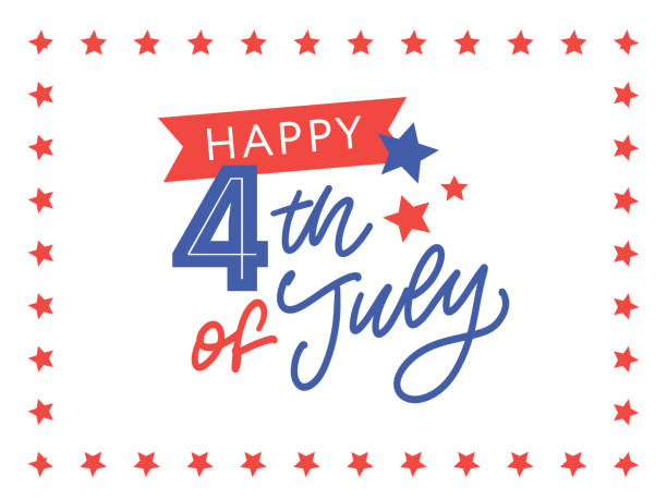 istock illustration of 4th of July Background with American flag 1322894987