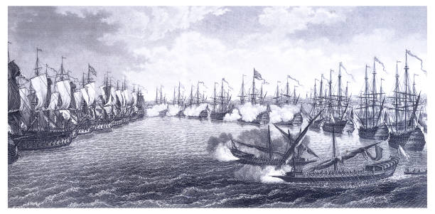 ilustrações de stock, clip art, desenhos animados e ícones de naval battle of chesme 1770 - sea battle