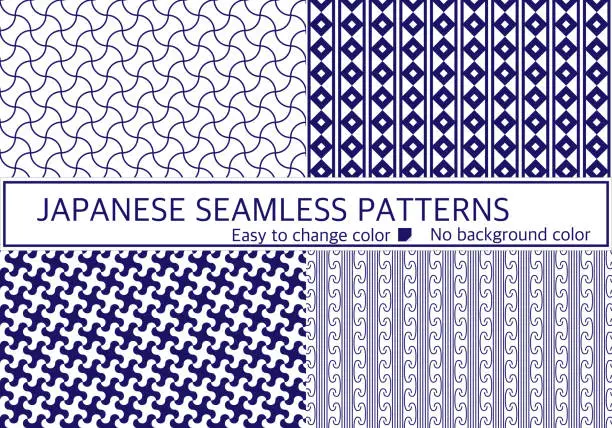 Vector illustration of Japanese pattern 4 types set