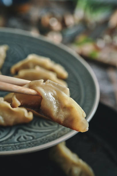 istock Japanese Gyoza Dumplings with Soy Sauce Dip 1322901015