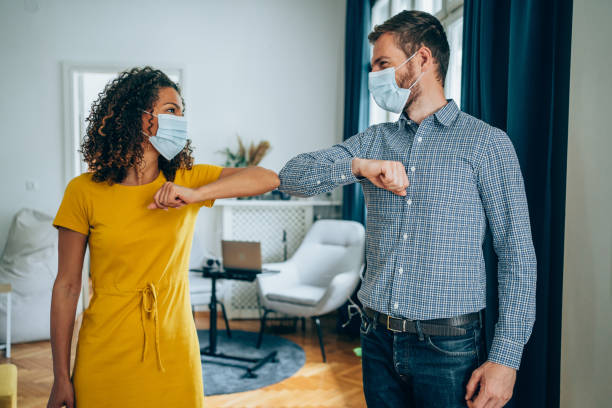 istock Business people greeting during COVID-19 pandemic 1322901771