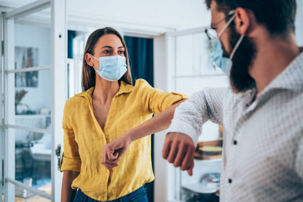 istock Business people greeting during COVID-19 pandemic 1322901785