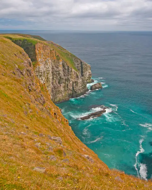 Photo of Steep Cliffs Leading to a Rocky Bay