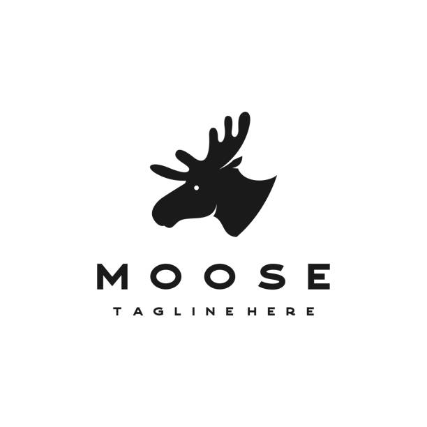 ilustraciones, imágenes clip art, dibujos animados e iconos de stock de vector de silueta de alces hipster retro vintage - moose head
