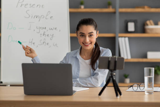 istock Modern online lessons, tutoring, new normal during covid lockdown 1322906212