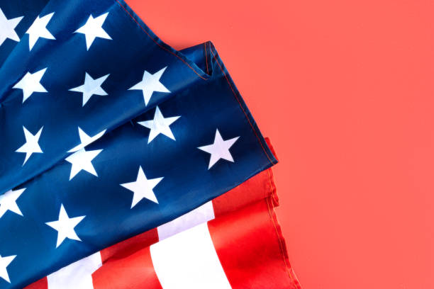 istock American flag in the corner on red background. Fourth july concept 1322910188