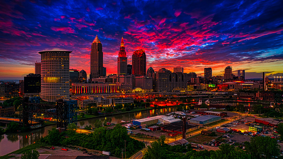Beautiful sunset in Cleveland ohio