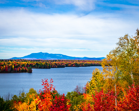 Autumn view of Mount Katahdin in Maine