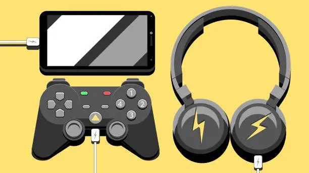 Vector illustration of Modern simple vector composition illustration - Electronic entertainment gadgets.