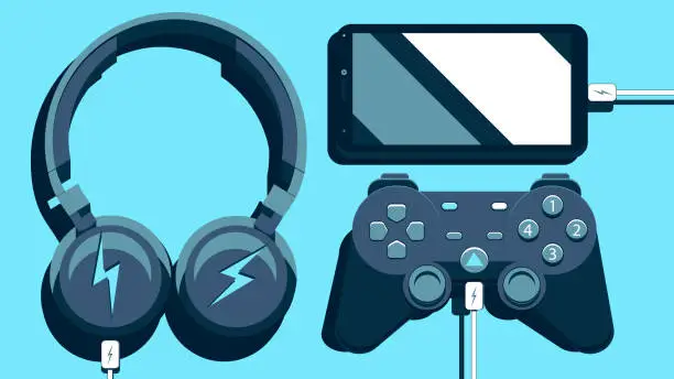 Vector illustration of Modern simple vector composition illustration - Electronic entertainment gadgets.