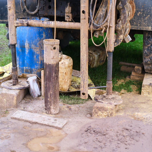 istock Drilling earth to take samples of soil layers for geology 1322942186