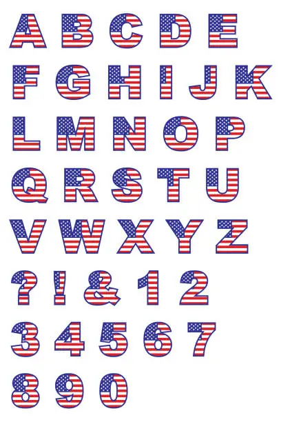 Vector illustration of American Flag Alphabet