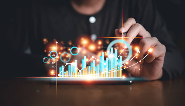 istock Investor touching growth graph chart and data business strategy digital marketing and payment on digital virtual screen analyze planning business and financial growth up concept. 1322946059