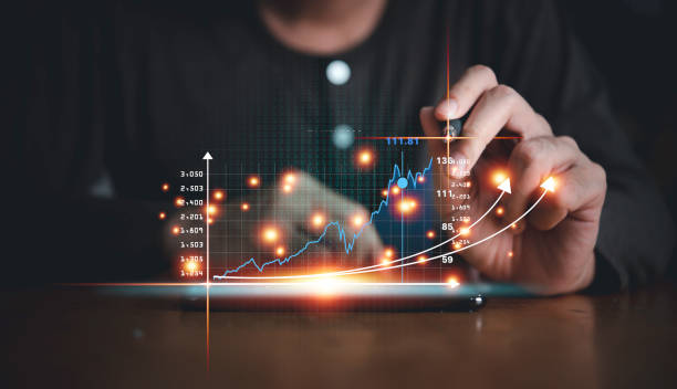 istock Investor touching growth graph chart and data business strategy digital marketing and payment on digital virtual screen analyze planning business and financial growth up concept. 1322946084