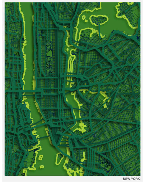 istock papercutting style art Illustration map,New York city,USA 1322957240