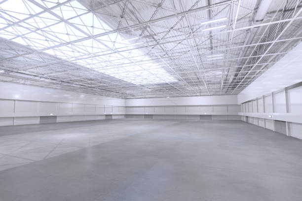 istock Empty exhibition center.backdrop for exhibition stands.Nature sunlight.3d render. 1322960579