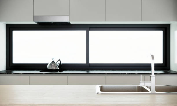 istock Modern style kitchen interior design. modern scandinavian apartment concept. 3d rendering  close-up shot background 1322961447