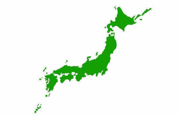 ilustraciones, imágenes clip art, dibujos animados e iconos de stock de mapa de japón en el archipiélago japonés "verde oscuro" - shikoku