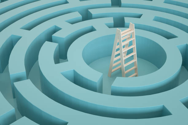 istock 3D Maze, Labyrinth Background with Staircase 1322972038