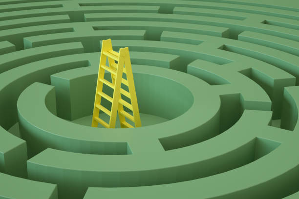 istock 3D Maze, Labyrinth Background with Staircase 1322972169