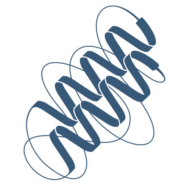 proteinstruktur - 2 spiralen im 3-flach-stil - protein stock-grafiken, -clipart, -cartoons und -symbole