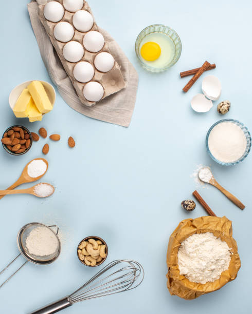 istock Dough preparing, flour and eggs and butter 1322979469