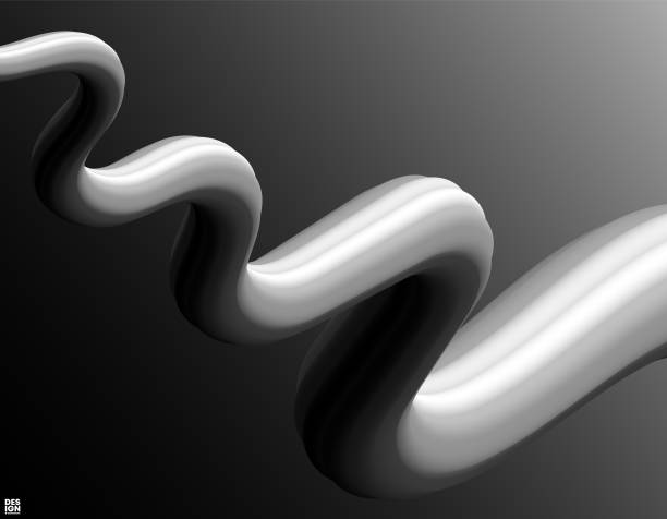 istock Blend black and white background with 3d shapes, modern fluid background, flowing abstract, blending design 1322979483