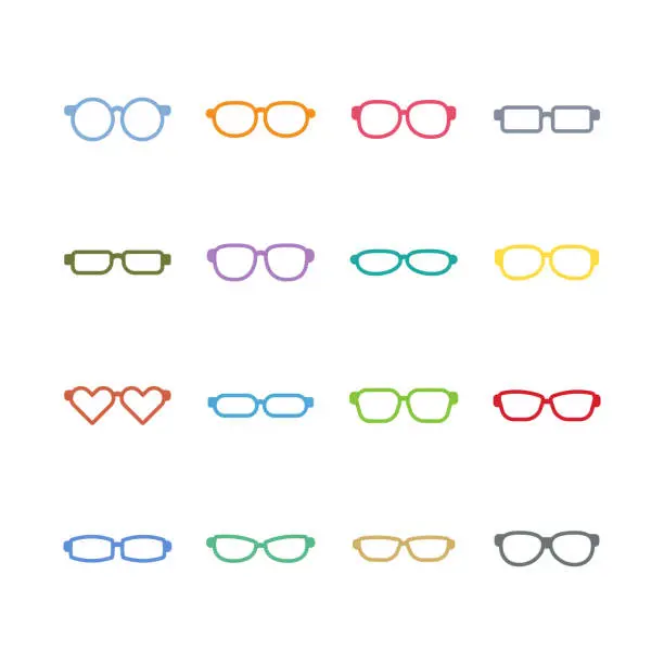 Vector illustration of Glasses icons