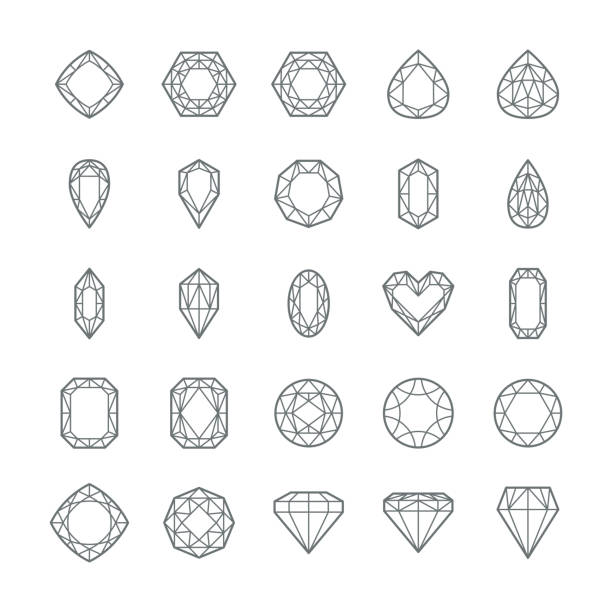 illustrations, cliparts, dessins animés et icônes de icônes vectorielles de gemme - diamond shaped