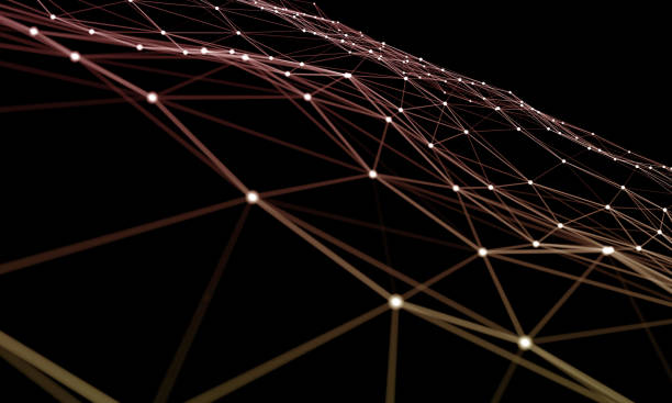istock Abstract digital background with connected cybernetic particles 1322989115
