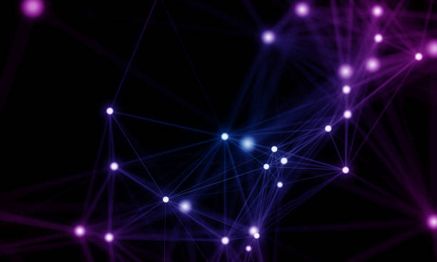 istock Abstract black and white digital background with connected cybernetic particles 1322989223