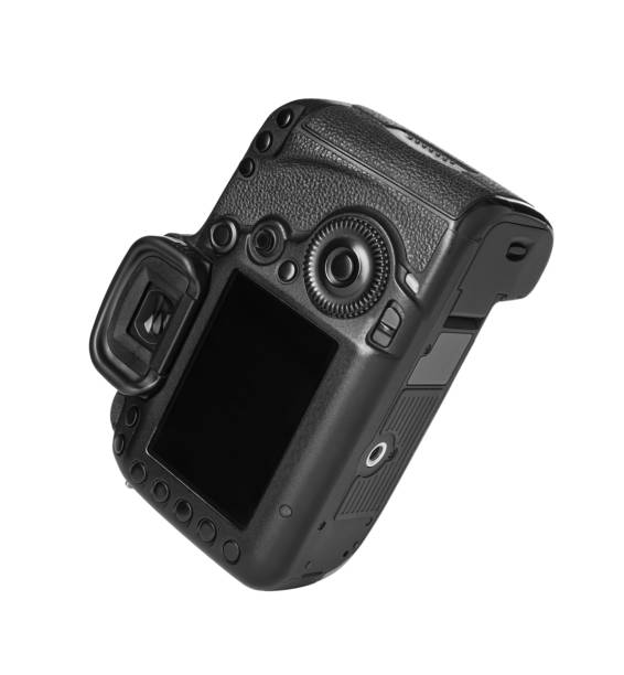 istock Modern digital camera isolated on white. Photography equipment 1322990398